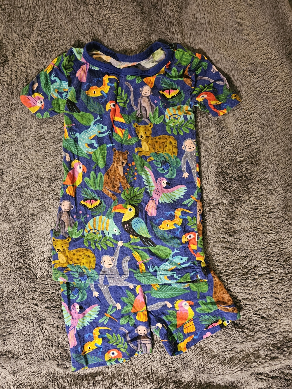 Little Sleepies Blue Jungle Animal Short Pajama Set Size 2t